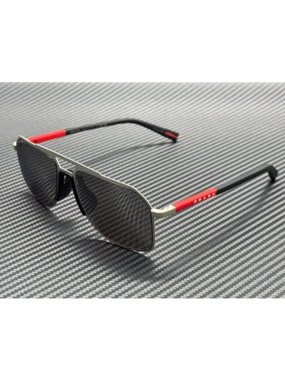 New PRADA LINEA ROSSA Men Matte Silver Sunglasses 56-17-145
